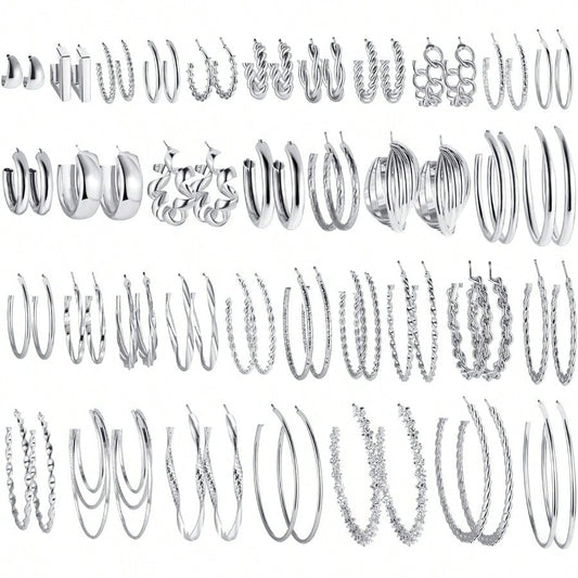 Fashion Earring36 Pairs Gold Hoop Earrings For Women Chunky Gold Hoop Earrings Multipack Hypoallergenic Big And Small Gold Earrings Set For Birthday Party Jewelry Gift