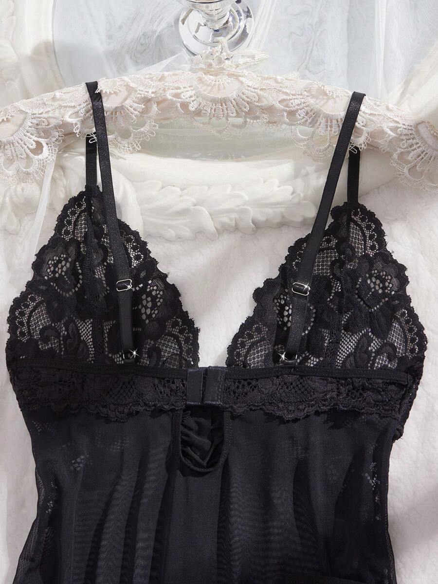 2pcs Lace Sexy Lingerie Set For Women, Suitable For Sleepwear And Loungewear